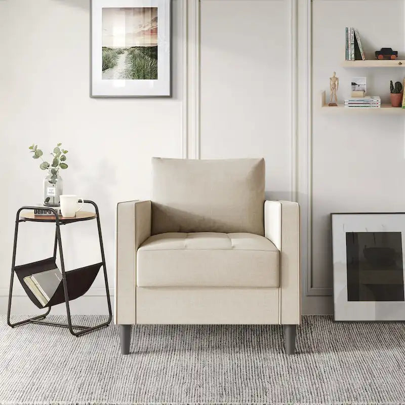 CraftPorch Contemporary Minimalist Linen Upholstered 3-Piece Living Room Set