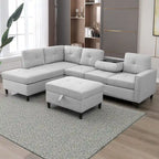 Mixoy L-Shaped Sectional Sofa with 2 Cup Holders,Storage Ottoman