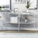 Table de canapé Taylaa Glam Chrome avec dessus en verre de 48 po et 1 étagère par Furniture of America