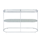 Table de canapé Taylaa Glam Chrome avec dessus en verre de 48 po et 1 étagère par Furniture of America