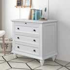 3-Drawer Storage Wood Cabinet, End Table with Pull out Tray