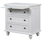 3-Drawer Storage Wood Cabinet, End Table with Pull out Tray