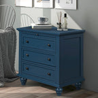 3-Drawer Storage Wood Cabinet, End Table with Pull out Tray