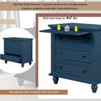3-Drawer Storage Wood Cabinet, End Table with Pull out Tray