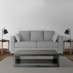 Keli 58 Inch Cube Shaped Wooden Coffee Table with Open Bottom Shelf, Charcoal Gray