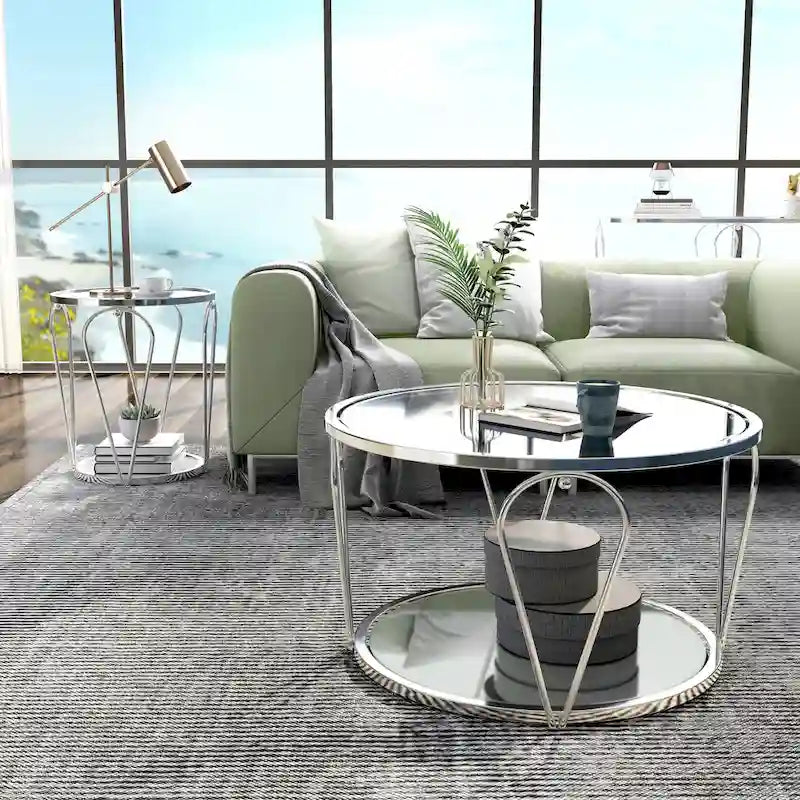 Ensemble de tables basses Gable Glam en verre 2 pièces avec étagère par Furniture of America