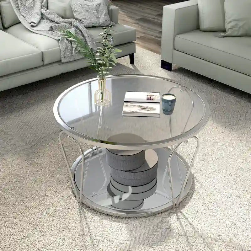 Ensemble de tables basses Gable Glam en verre 2 pièces avec étagère par Furniture of America