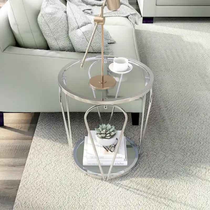 Ensemble de tables basses Gable Glam en verre 2 pièces avec étagère par Furniture of America