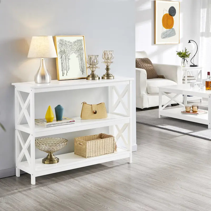 Yaheetech X-Design 3 Tiers Wooden Entryway Console Table