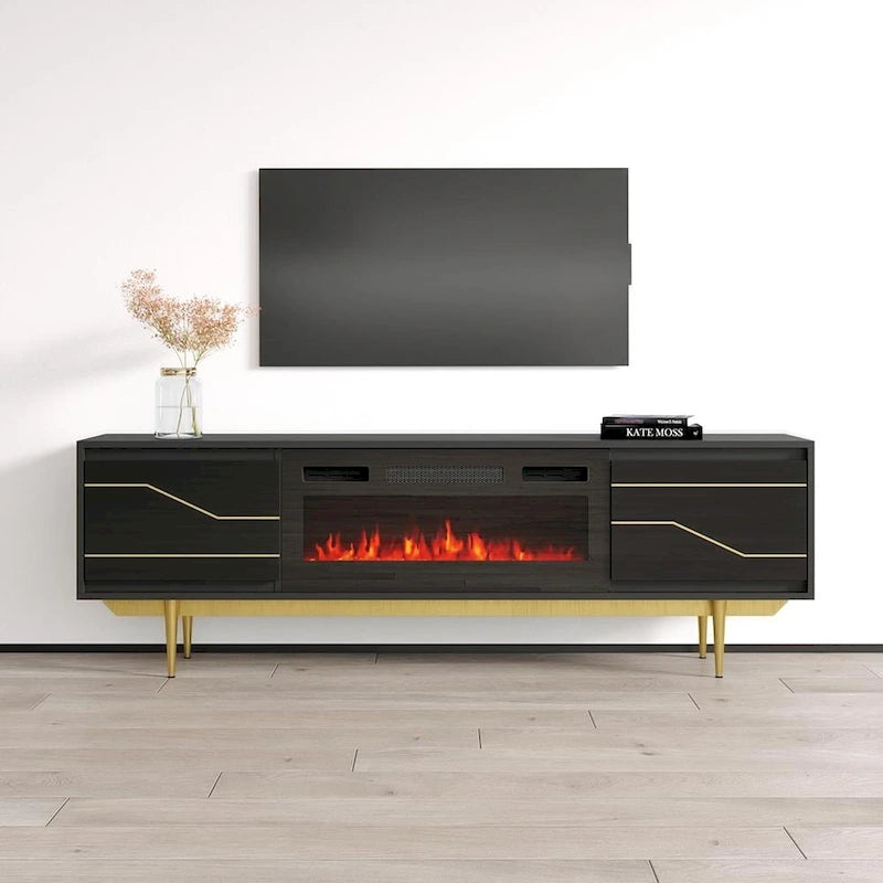 Meuble TV avec cheminée Maze BL-EF