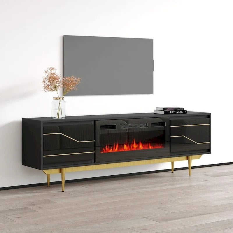 Meuble TV avec cheminée Maze BL-EF