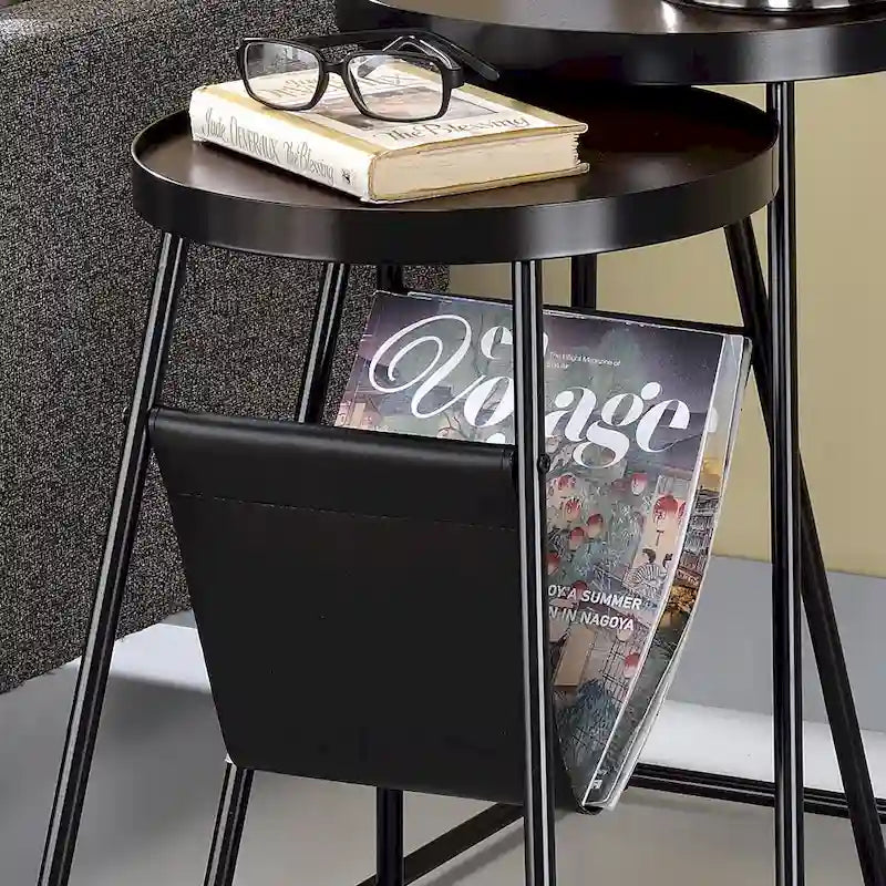 Ensemble de 2 tables gigognes Leestra Modernes en acier noir mat de 20 pouces de Furniture of America