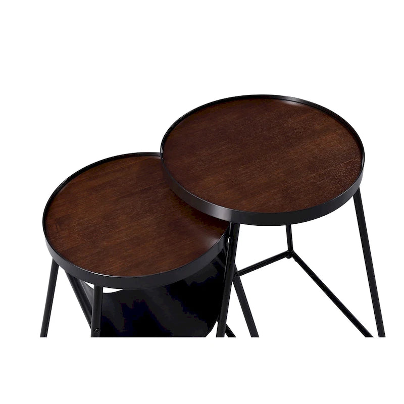 Ensemble de 2 tables gigognes Leestra Modernes en acier noir mat de 20 pouces de Furniture of America