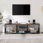 Meuble TV industriel Javlergo, console média de divertissement avec rangement et étagère en maille pour salon/chambre à coucher, marron
