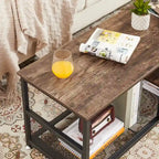 Meuble TV industriel Javlergo, console média de divertissement avec rangement et étagère en maille pour salon/chambre à coucher, marron