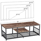 Meuble TV industriel Javlergo, console média de divertissement avec rangement et étagère en maille pour salon/chambre à coucher, marron