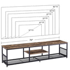 Meuble TV industriel Javlergo, console média de divertissement avec rangement et étagère en maille pour salon/chambre à coucher, marron