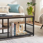 Meuble TV industriel Javlergo, console média de divertissement avec rangement et étagère en maille pour salon/chambre à coucher, marron