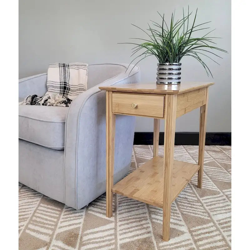 Table inclinable en bambou massif avec tiroir