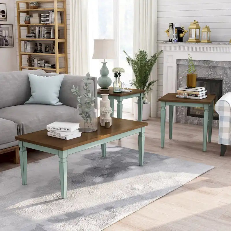 Ensemble de 3 tables basses Nomara en bois massif de 48 pouces de style campagne française par Furniture of America