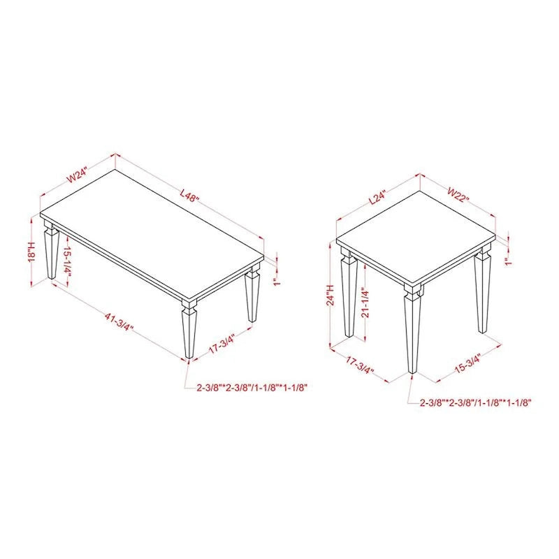 Ensemble de 3 tables basses Nomara en bois massif de 48 pouces de style campagne française par Furniture of America