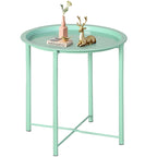 Table de service pliable ronde pour télévision, petite table d'appoint ronde en acier, aucun assemblage requis - 47 x 47 x 50 cm