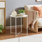 Table de service pliable ronde pour télévision, petite table d'appoint ronde en acier, aucun assemblage requis - 47 x 47 x 50 cm