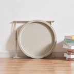 Table de service pliable ronde pour télévision, petite table d'appoint ronde en acier, aucun assemblage requis - 47 x 47 x 50 cm