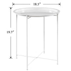 Table de service pliable ronde pour télévision, petite table d'appoint ronde en acier, aucun assemblage requis - 47 x 47 x 50 cm