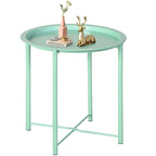 Table de service pliable ronde pour télévision, petite table d'appoint ronde en acier, aucun assemblage requis - 47 x 47 x 50 cm
