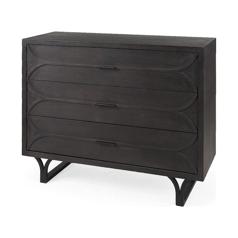 Meuble d'appoint ovale foncé contemporain - 81 cm H x 40,5 cm L x 101,5 cm P