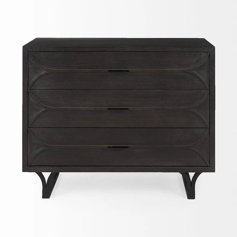 Meuble d'appoint ovale foncé contemporain - 81 cm H x 40,5 cm L x 101,5 cm P