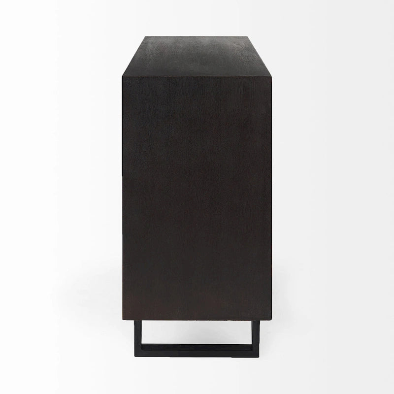 Meuble d'appoint ovale foncé contemporain - 81 cm H x 40,5 cm L x 101,5 cm P