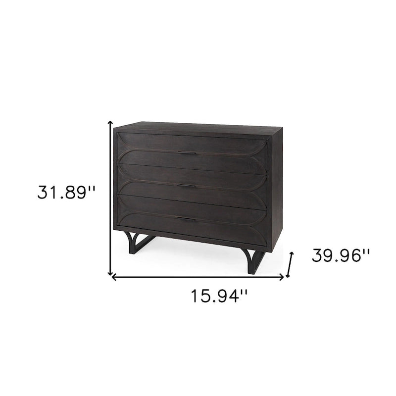 Meuble d'appoint ovale foncé contemporain - 81 cm H x 40,5 cm L x 101,5 cm P