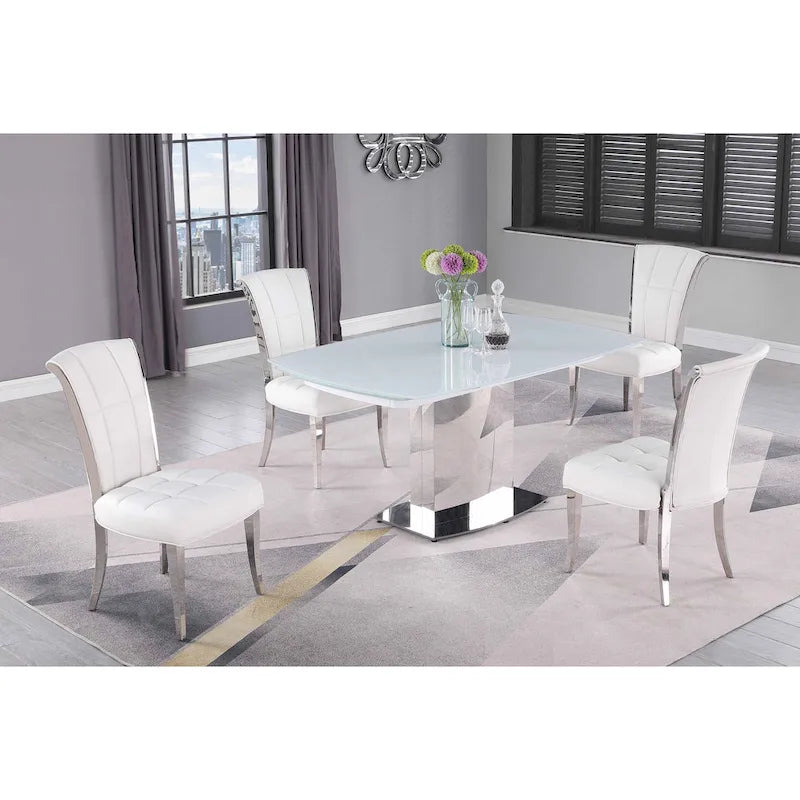 Table à manger extensible contemporaine Somette en verre blanc