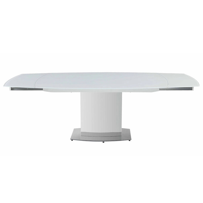 Table à manger extensible contemporaine Somette en verre blanc