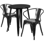 24 Round Metal Indoor-Outdoor Table Set with 2 Arm Chairs