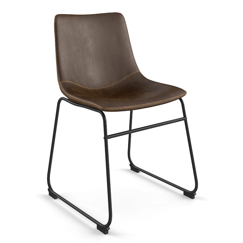 Petra Vegan Leather Side Chairs with Black Legs (Set of 2)