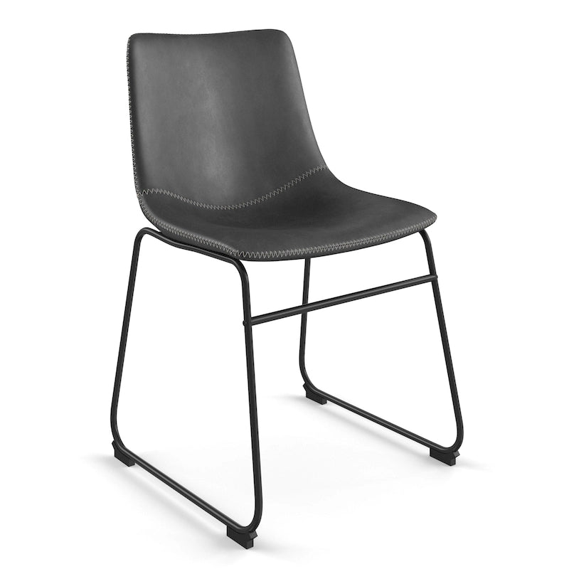 Petra Vegan Leather Side Chairs with Black Legs (Set of 2)