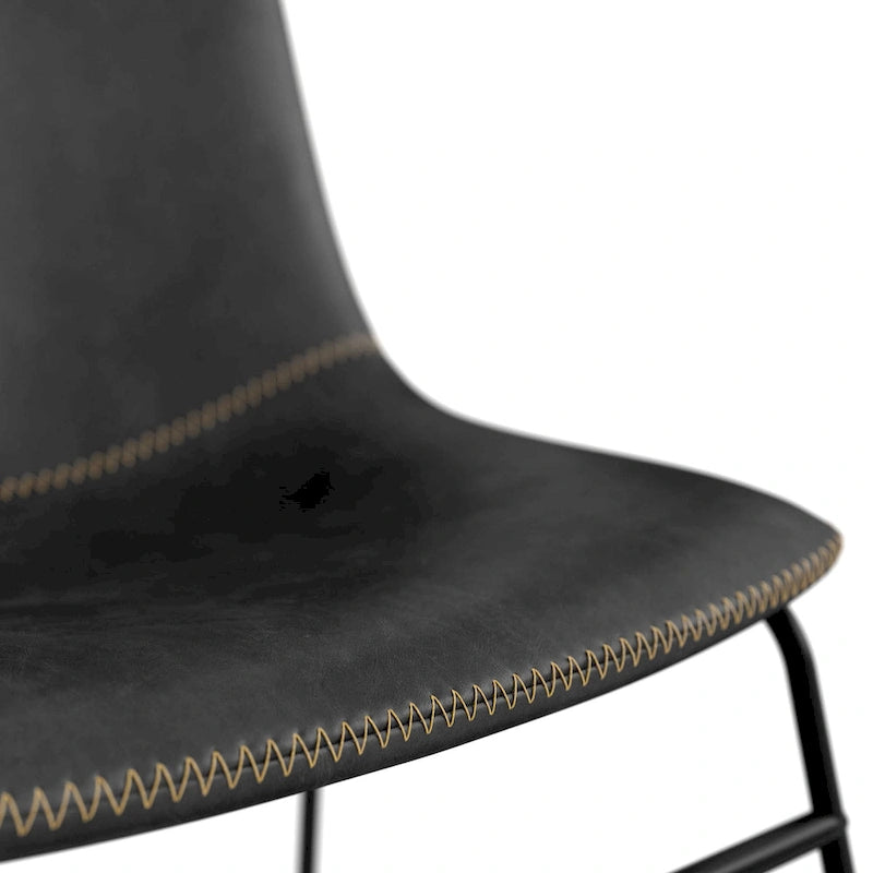 Petra Vegan Leather Side Chairs with Black Legs (Set of 2)