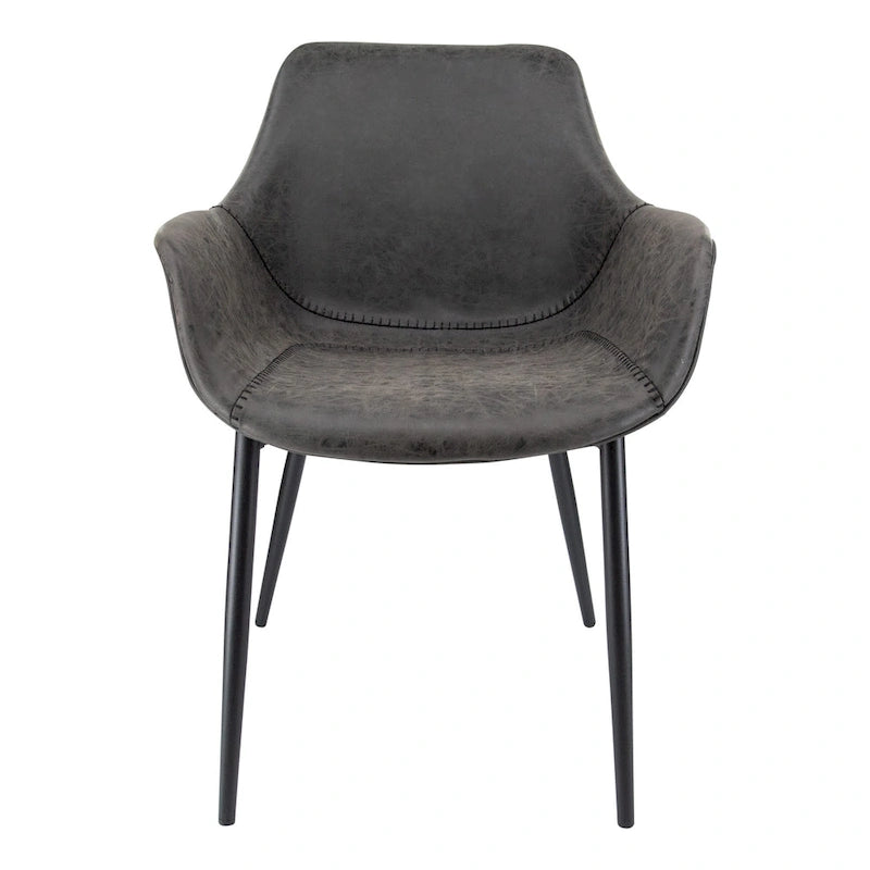 Chaise de salle à manger LeisureMod avec accoudoirs et pieds en métal, lot de 2 - Vert olive - 24.5Px25.2Lx33H