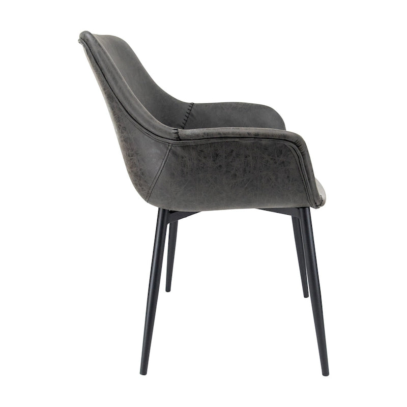 Chaise de salle à manger LeisureMod avec accoudoirs et pieds en métal, lot de 2 - Vert olive - 24.5Px25.2Lx33H