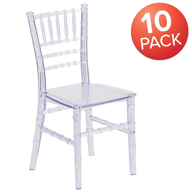 Chaises Chiavari empilables en résine pour enfants pour événements formels (lot de 10)