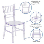 Chaises Chiavari empilables en résine pour enfants pour événements formels (lot de 10)