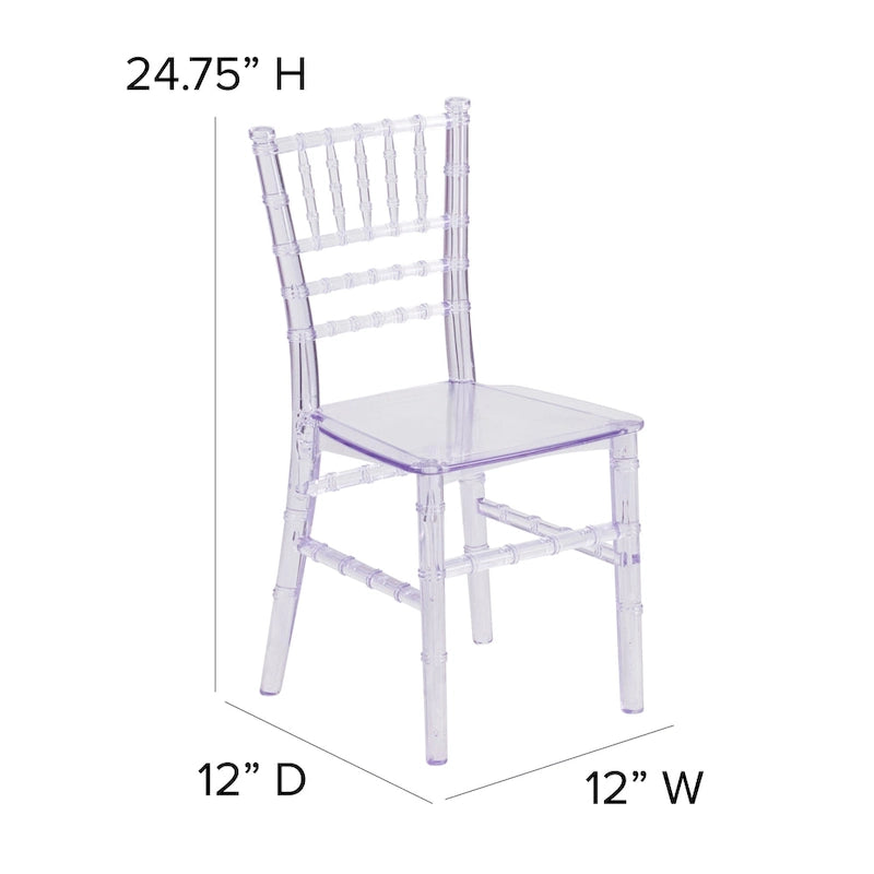 Chaises Chiavari empilables en résine pour enfants pour événements formels (lot de 10)