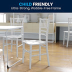 Chaises Chiavari empilables en résine pour enfants pour événements formels (lot de 10)
