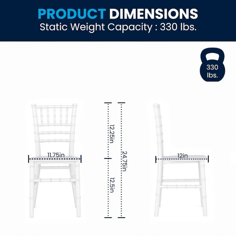 Chaises Chiavari empilables en résine pour enfants pour événements formels (lot de 10)