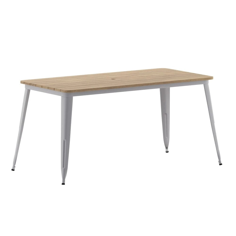 30x60 Commercial Poly Resin Restaurant Table with Umbrella Hole - 30W x 60D x 30H
