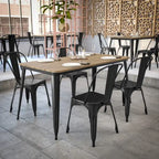 30x60 Commercial Poly Resin Restaurant Table with Umbrella Hole - 30W x 60D x 30H