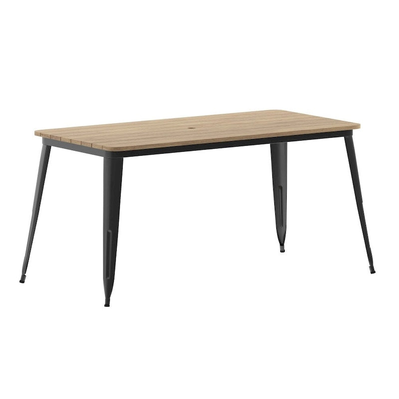 30x60 Commercial Poly Resin Restaurant Table with Umbrella Hole - 30W x 60D x 30H